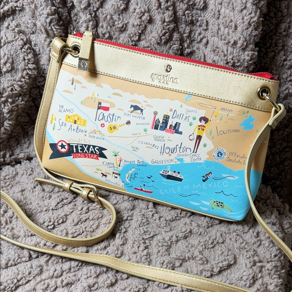 Spartina 449 Texas Adventure Crossbody Bag - Gold and Blue